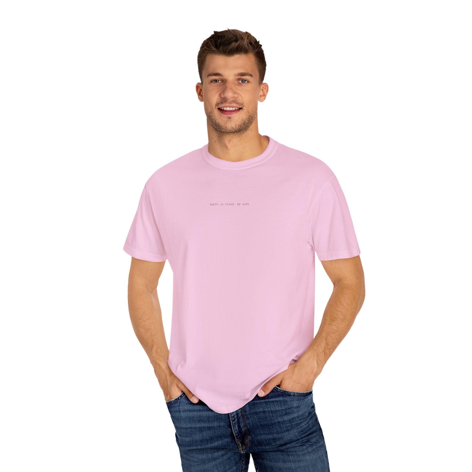 Earth Is Tired. Be Soft.” Unisex T-Shirt – Minimalist, Eco-Inspired Comfort Tee The Kindred Bone