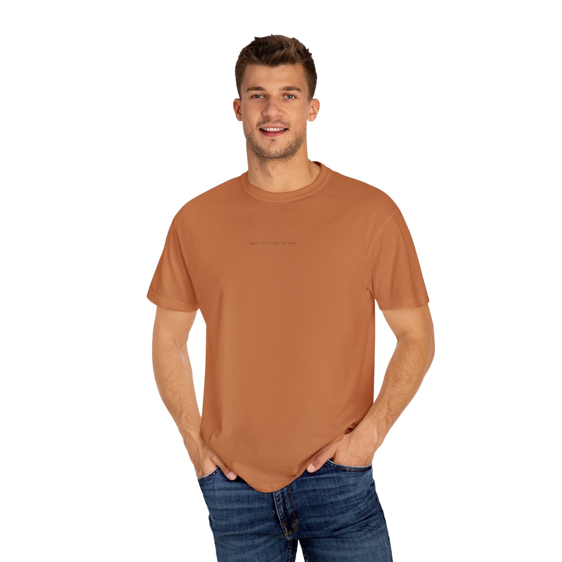 Earth Is Tired. Be Soft.” Unisex T-Shirt – Minimalist, Eco-Inspired Comfort Tee The Kindred Bone
