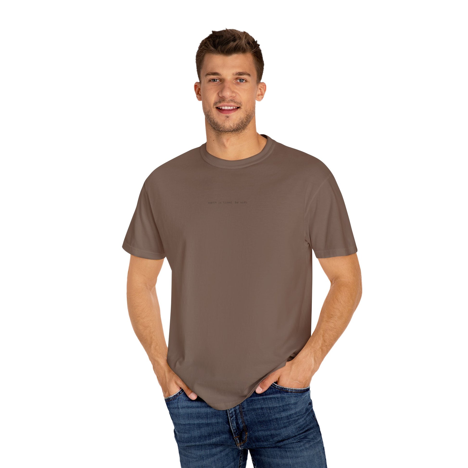 Earth Is Tired. Be Soft.” Unisex T-Shirt – Minimalist, Eco-Inspired Comfort Tee The Kindred Bone