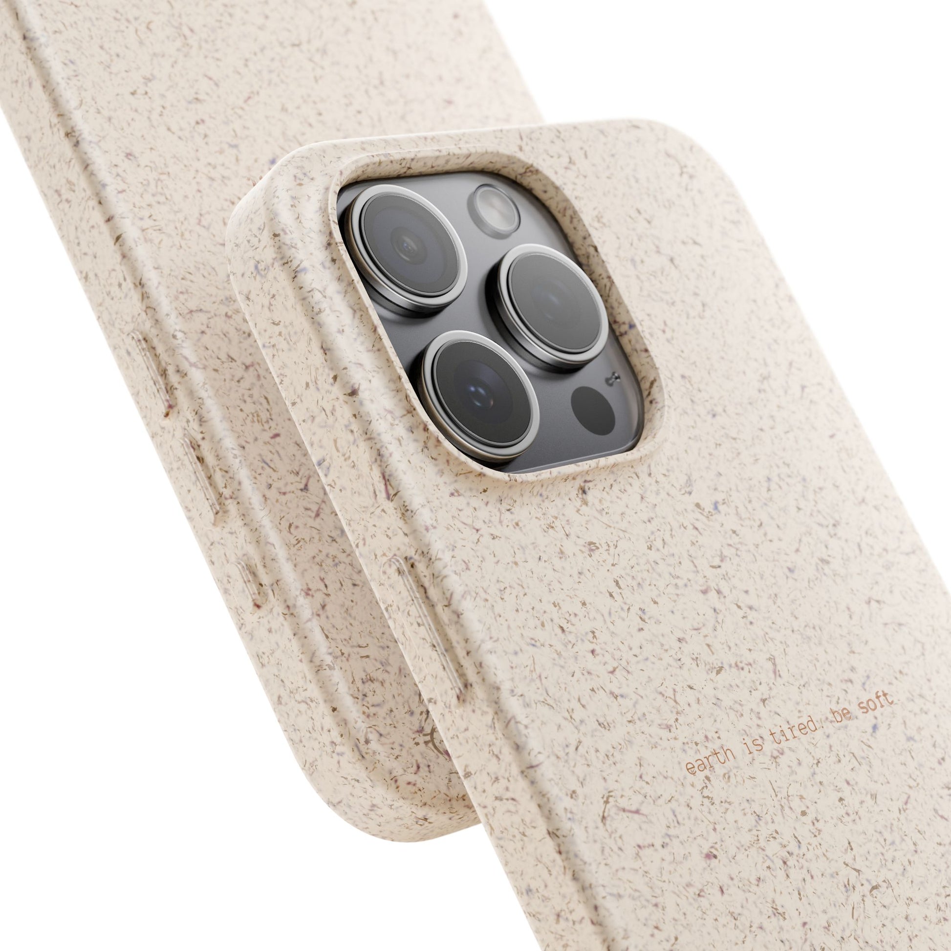 Biodegradable Phone Case – "Earth Is Tired. Be Soft." Eco-Friendly, Minimalist Case The Kindred Bone