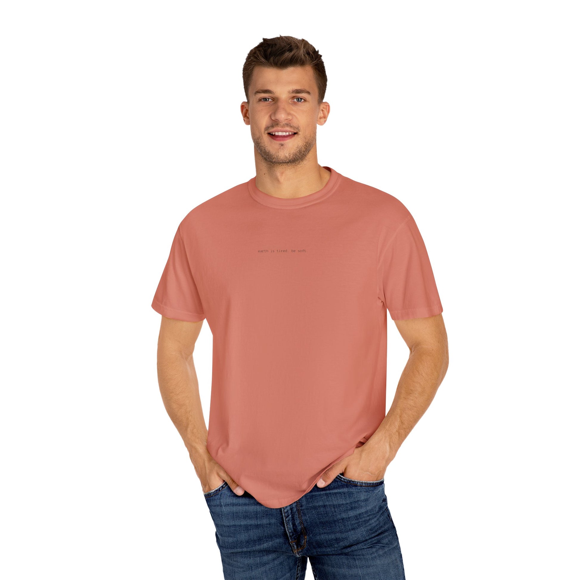 Earth Is Tired. Be Soft.” Unisex T-Shirt – Minimalist, Eco-Inspired Comfort Tee The Kindred Bone